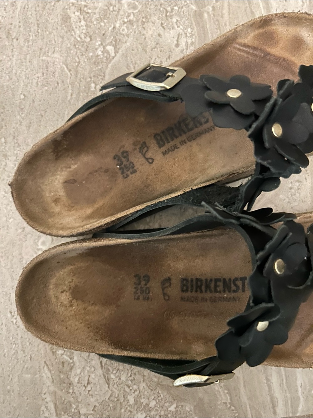 Birkenstock Black Floral Toe-Post Sandals - Picture 2 of 4